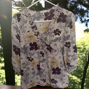 Joie XS womens floral sheer blouse NWOT
